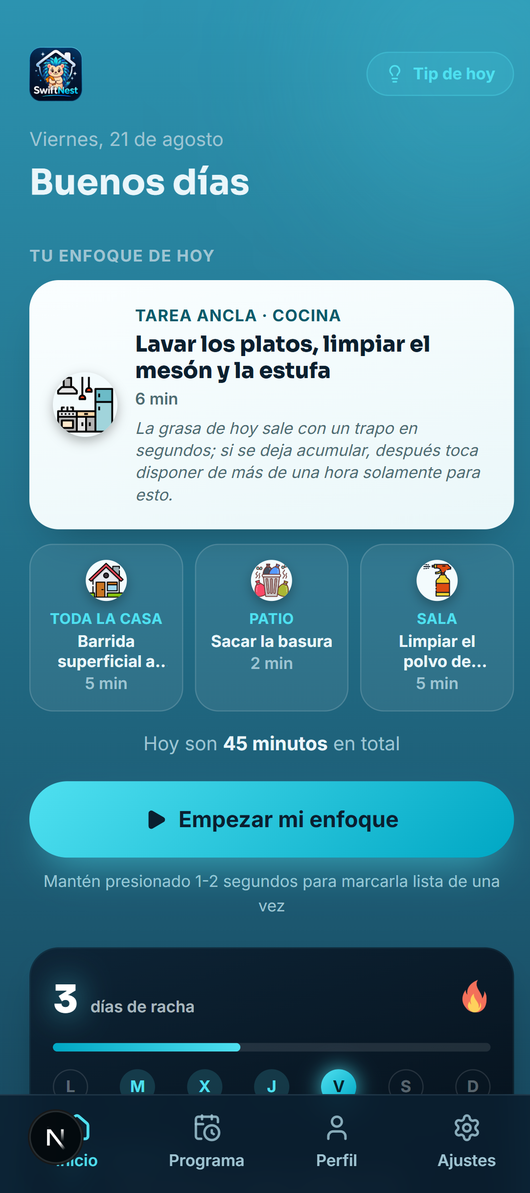 Tu misión de hoy en SwiftNest, ya armada